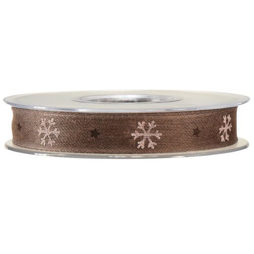 Itens Fita decorativa floco de neve com fio marrom rosa W15mm L15m