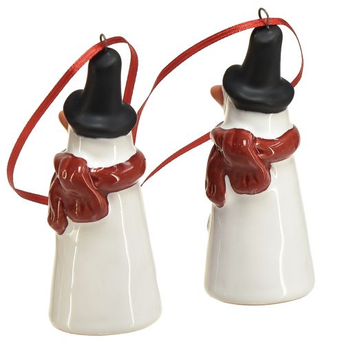 Itens Decoração de pendurar alegre boneco de neve – Branco com cachecol vermelho e chapéu preto, 7,5 cm – Perfeito para árvores de Natal festivas – 6 peças