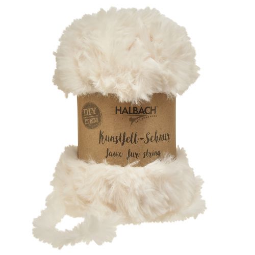 Floristik24 Cordão feito de pele sintética branca - cordão decorativo fofo branco 50g 30m