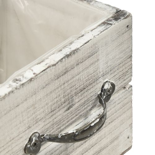 Itens Conjunto de gavetas de madeira com alça, branco limpo, 12x12cm e 9x9cm - Armazenamento rústico - Conjunto de 2