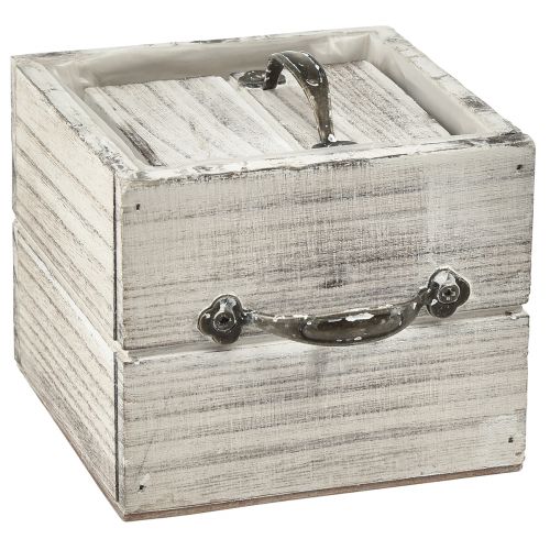 Itens Conjunto de gavetas de madeira com alça, branco limpo, 12x12cm e 9x9cm - Armazenamento rústico - Conjunto de 2