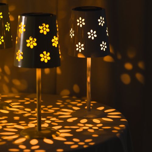 Itens Luminária de mesa solar LED com design floral, iluminação externa aconchegante, 28 cm