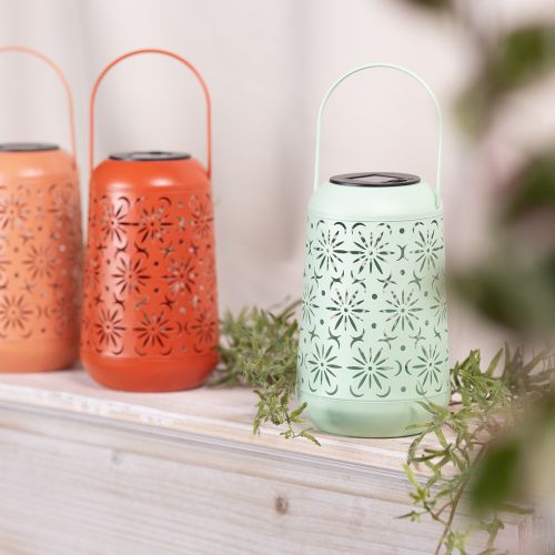 Itens Lanterna solar LED para decoração externa, resistente às intempéries, ideal para terraços e varandas, com 26 cm.