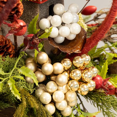 Itens Mini bolas de Natal em arame dourado, creme Ø1,5cm 140 unidades