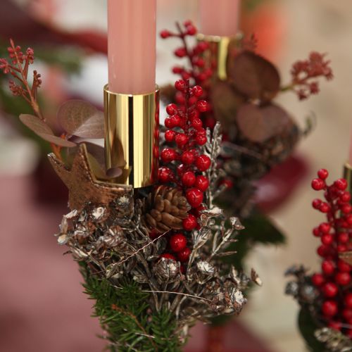 Porta-velas moderno em metal dourado 21,5cm 4 peças | Floristik24.pt