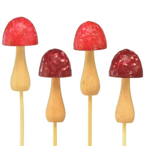 Itens Tampão de flor cogumelo decorativo de madeira vermelho Ø2,5cm 8 peças