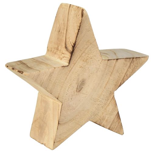 Itens Estrela decorativa rústica em madeira de paulownia - desenho natural, Ø 15 cm, 6 cm de espessura - decoração versátil em madeira - 2 peças
