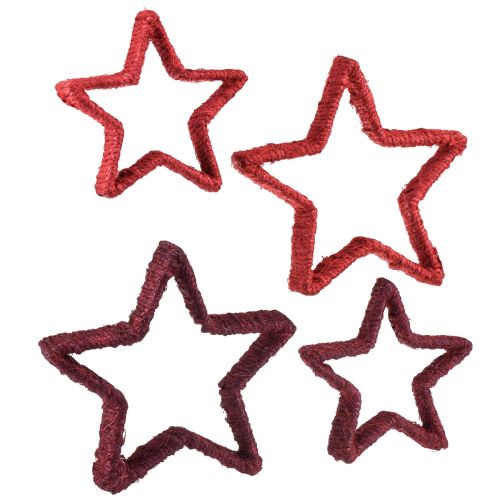 Itens Estrela para suporte de decoração de Natal juta vermelha 13/18cm 4 unidades