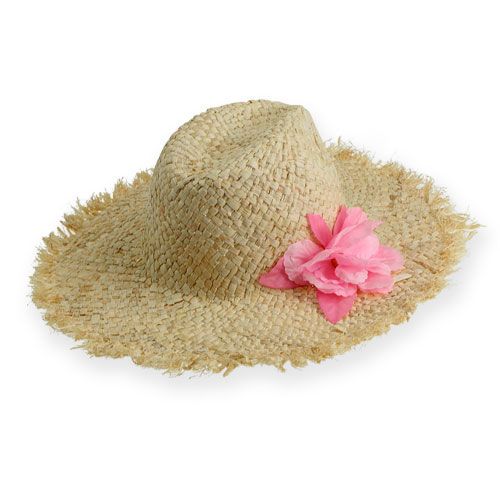 Floristik24 Chapéu de palha com flor Ø40cm