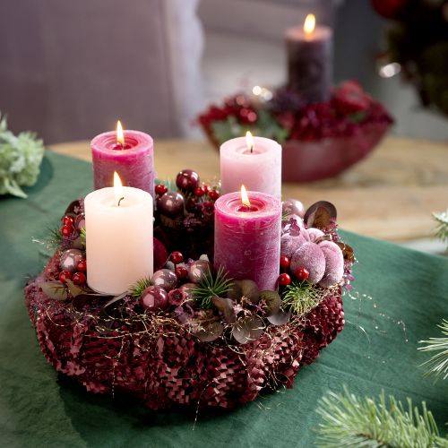 Itens Velas pilares cor sólida 3 cores Berry 70×120mm 12 un