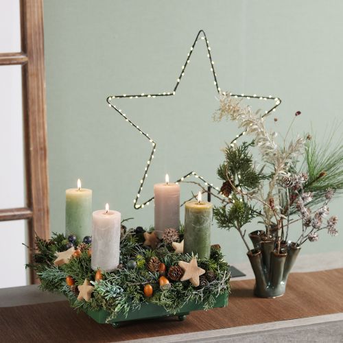 Itens Velas pilares tingidas em 3 cores, verde, 70×120mm, 12 unidades.