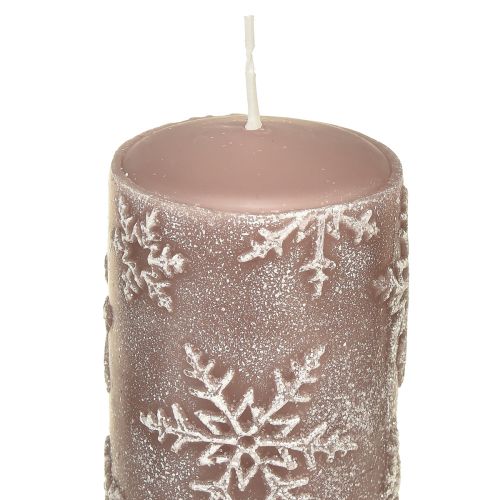 Itens Velas pilar velas rosa flocos de neve 150/65mm 4 un