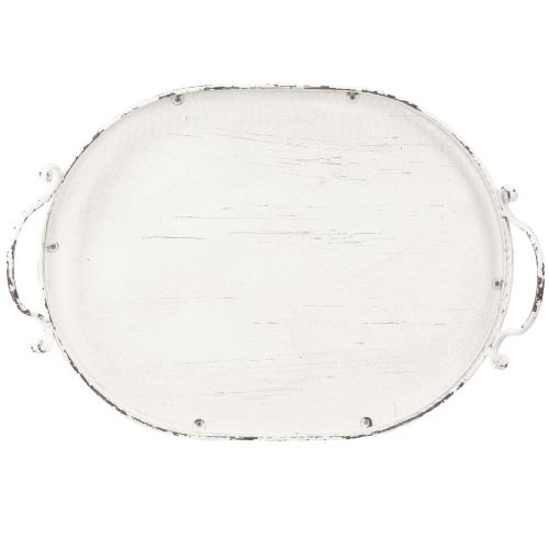 Itens Bandeja oval Shabby Chic com alças branca 36/45cm conjunto de 2 peças