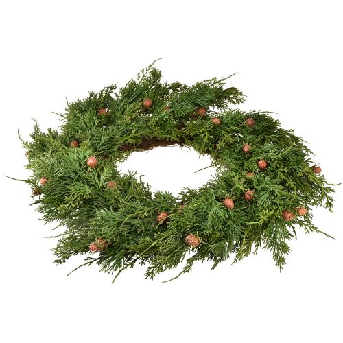 Floristik24 Coroa de abeto Thuja com base de botões coroa de videira Ø50cm
