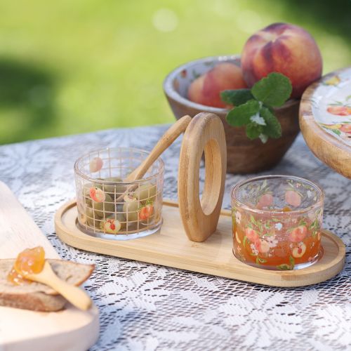 Floristik24 Conjunto de tapas com motivo pêssego decoração de mesa verão 23×9×10,5cm
