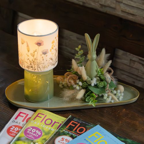 Itens Abajur de mesa LED com estampa floral para iluminação elegante da sala de estar, 23 cm