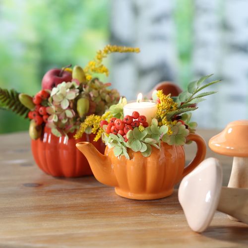 Floristik24 Vaso de cerâmica para plantador abóbora laranja Ø9,5cm H6,5cm 4 peças