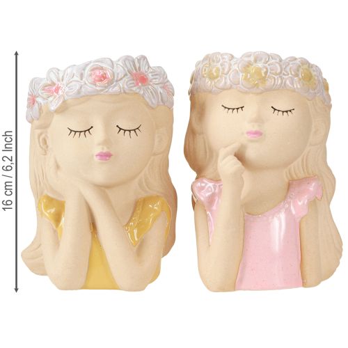 Itens Vaso decorativo de cerâmica floreira menina Ø7,5cm H16cm 2 peças