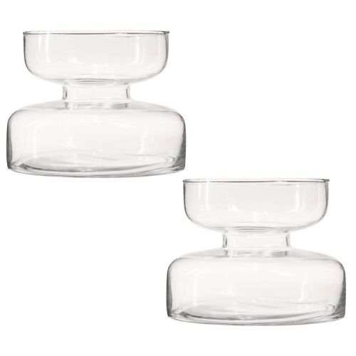 Itens Vaso vaso de vidro bulboso Rikkie transparente Ø13cm Alt.10cm 2 unidades