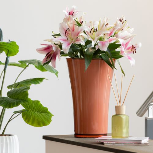 Floristik24 Vaso Rosa Vaso de Chão Vaso Decorativo Efervescente Siena Ø28,5cm A45cm