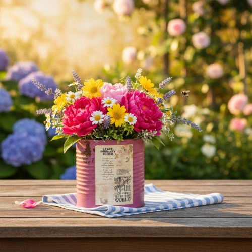 Vaso decorativo vintage em metal roxo, decoração de verão, Ø11cm A10,5cm | Floristik24.pt