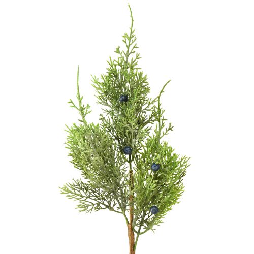 Itens Junípero com bagas, ramos artificiais verde azul C42cm 4 unidades