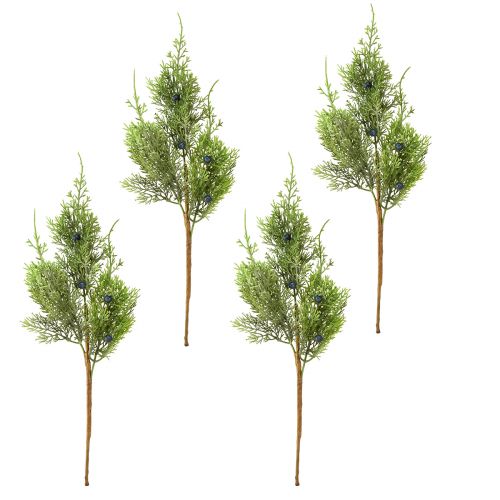 Itens Junípero com bagas, ramos artificiais verde azul C42cm 4 unidades