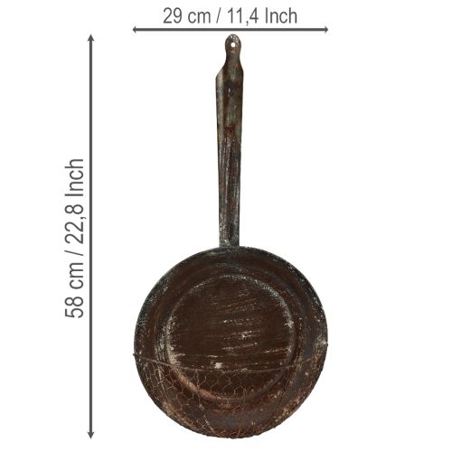 Itens Decoração de parede em metal, cesta decorativa, panela decorativa cor ferrugem, marrom, 58 cm de altura
