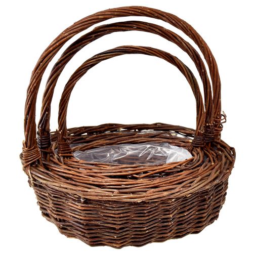 Itens Conjunto de cesto de vime rústico com alças - 3 tamanhos (36cm, 31cm, 26cm) - Armazenamento e decoração versátil - Conjunto de 3
