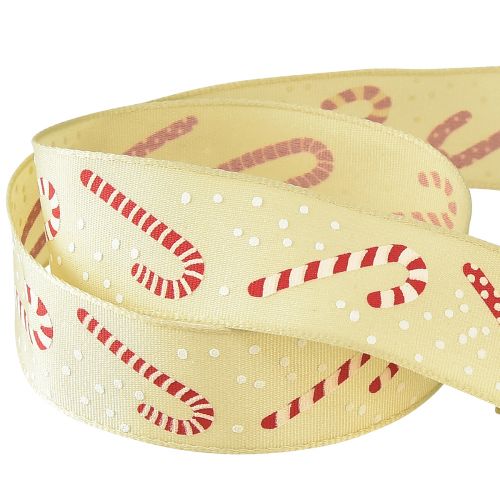 Itens Fita de Natal com bastões de doces fita para presente bege 25mm 15m