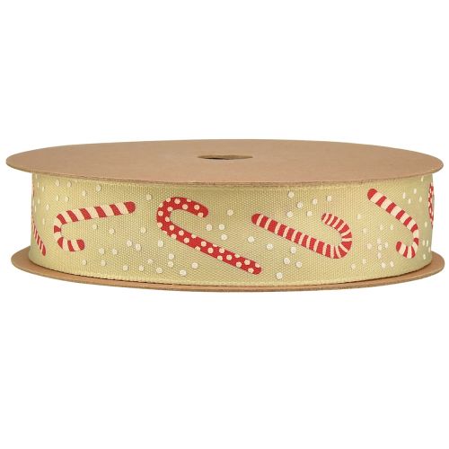 Itens Fita de Natal com bastões de doces fita para presente bege 25mm 15m