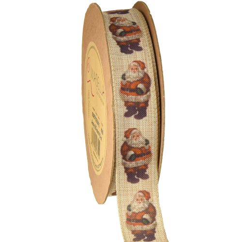 Floristik24 Fita de Natal rústica fita Papai Noel 25mm 15m