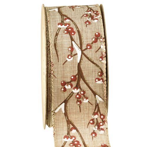 Floristik24 Fita de Natal de sorvas de inverno vermelho branco W50mm L10m