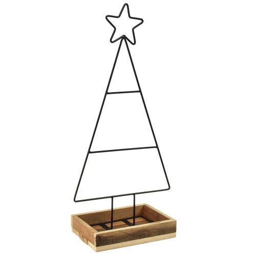 Árvore de Natal de metal com estrela e bandeja - 25x18x66 cm - Decoração moderna de Natal