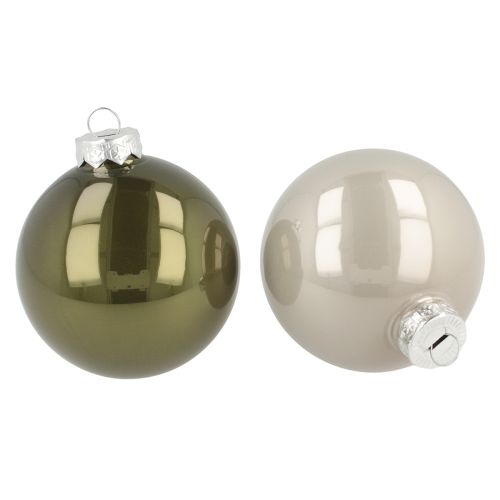 Floristik24 Bolas de Natal bolas de vidro verde oliva prata cinza Ø7,5cm 12 peças