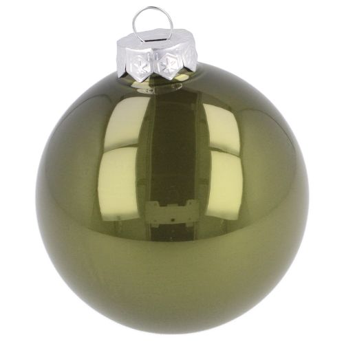 Itens Bolas de Natal bolas de vidro verde oliva prata cinza Ø7,5cm 12 peças