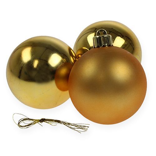 Floristik24 Bola de Natal de plástico ouro 6cm 12pcs