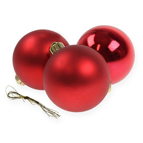 Floristik24 Bola de Natal de plástico vermelho Ø6cm 12pcs