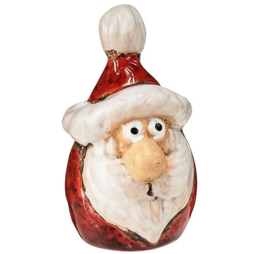 Figura de Papai Noel em cerâmica, vermelha, 7cm – Decoração festiva de Natal – 6 peças