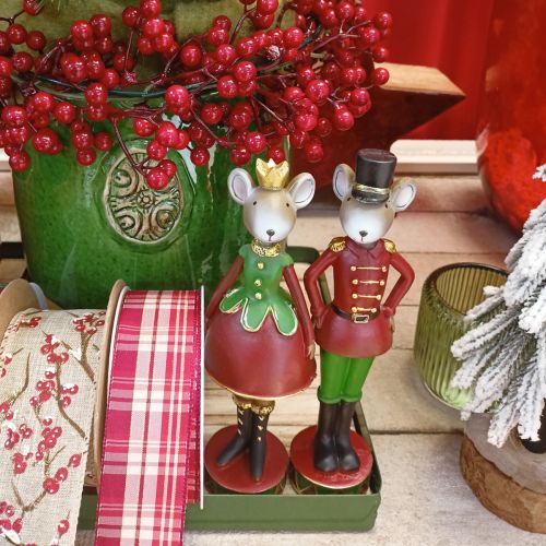 Itens Figuras de decoração de rato de Natal 14,5 cm vermelho-verde 2 peças
