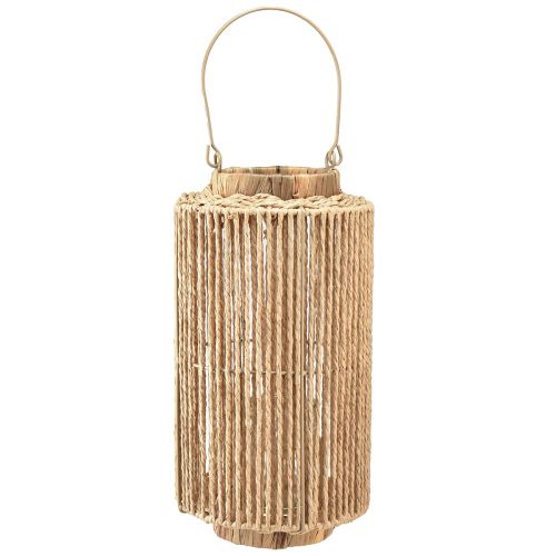 Itens Lanterna de ráfia com cabo de fibra natural para vela LED Ø19cm Alt.36cm