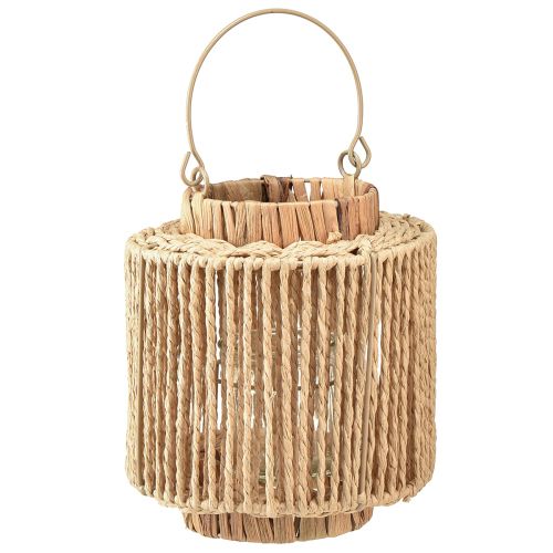 Floristik24 Lanterna de ráfia com cabo de fibra natural metálica Ø19cm Alt.21cm