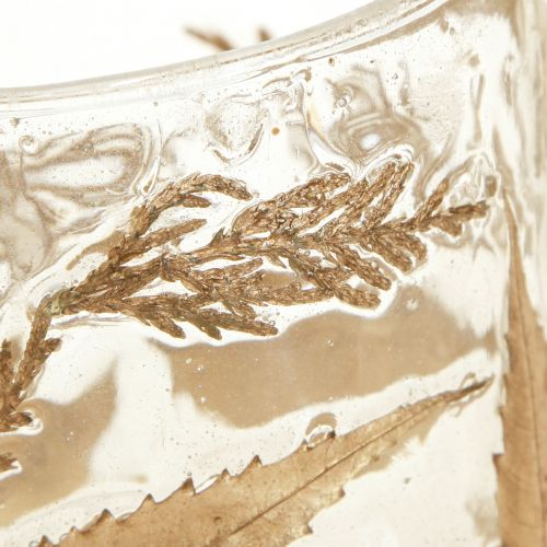 Itens Lanterna de vidro com folhas douradas Ø7,5cm Alt.8,5cm 2 unidades