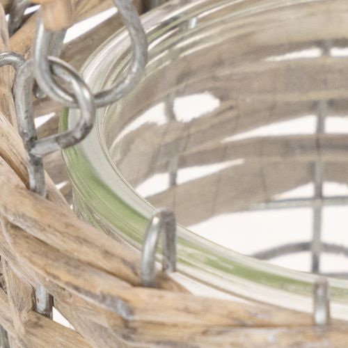 Lanterna decorativa suspensa, metal, vidro, vime, Ø13cm A12cm, 2 peças | Floristik24.pt
