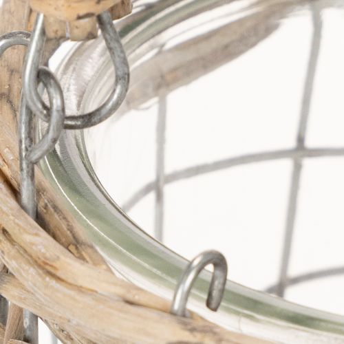 Lanterna suspensa, vidro, metal, vime, Ø14,5cm, 2 peças | Floristik24.pt