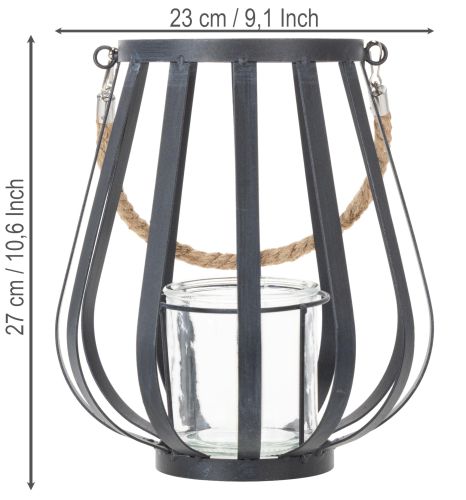 Itens Lanterna de metal com vidro, antracite, Ø23cm, A27cm