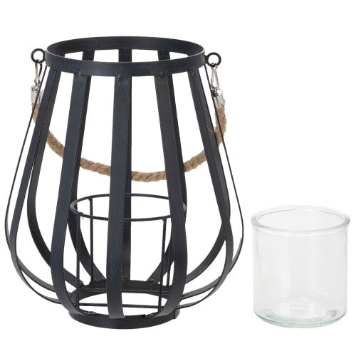 Itens Lanterna de metal com vidro, antracite, Ø23cm, A27cm