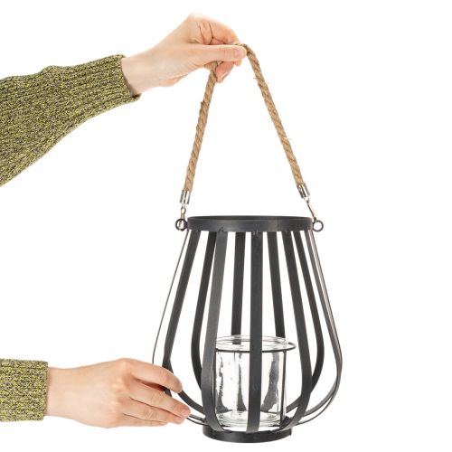 Itens Lanterna de metal com vidro, antracite, Ø23cm, A27cm