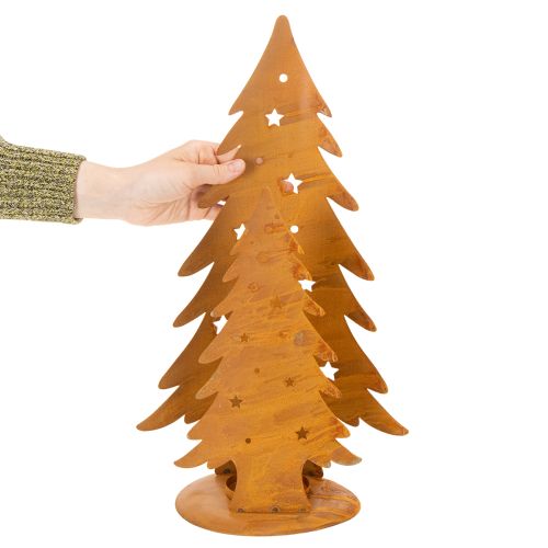 Lanterna de Natal em metal com acabamento rústico, 46 cm de altura, 25,5 cm de largura. | Floristik24.pt