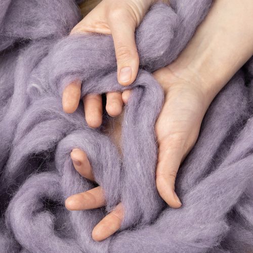 Itens Cordão de lã, fita de lã lilás claro, 10m de lã decorativa para floricultura e artesanato.